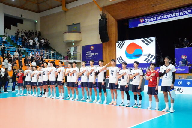 대한민국 배구 국가대표팀 평가전 2026 제천에 참가한 남자배구 대표팀./대한배구협회