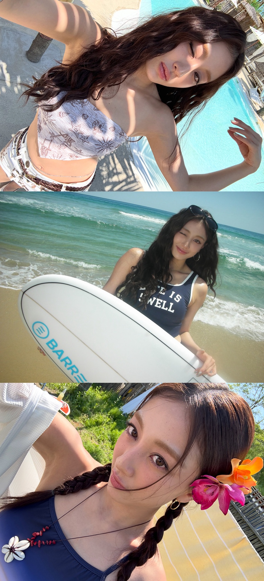 트와이스 지효, 건강美 넘치는 핫걸은 뭘 입어도 완벽…다채로운 수영복 소화