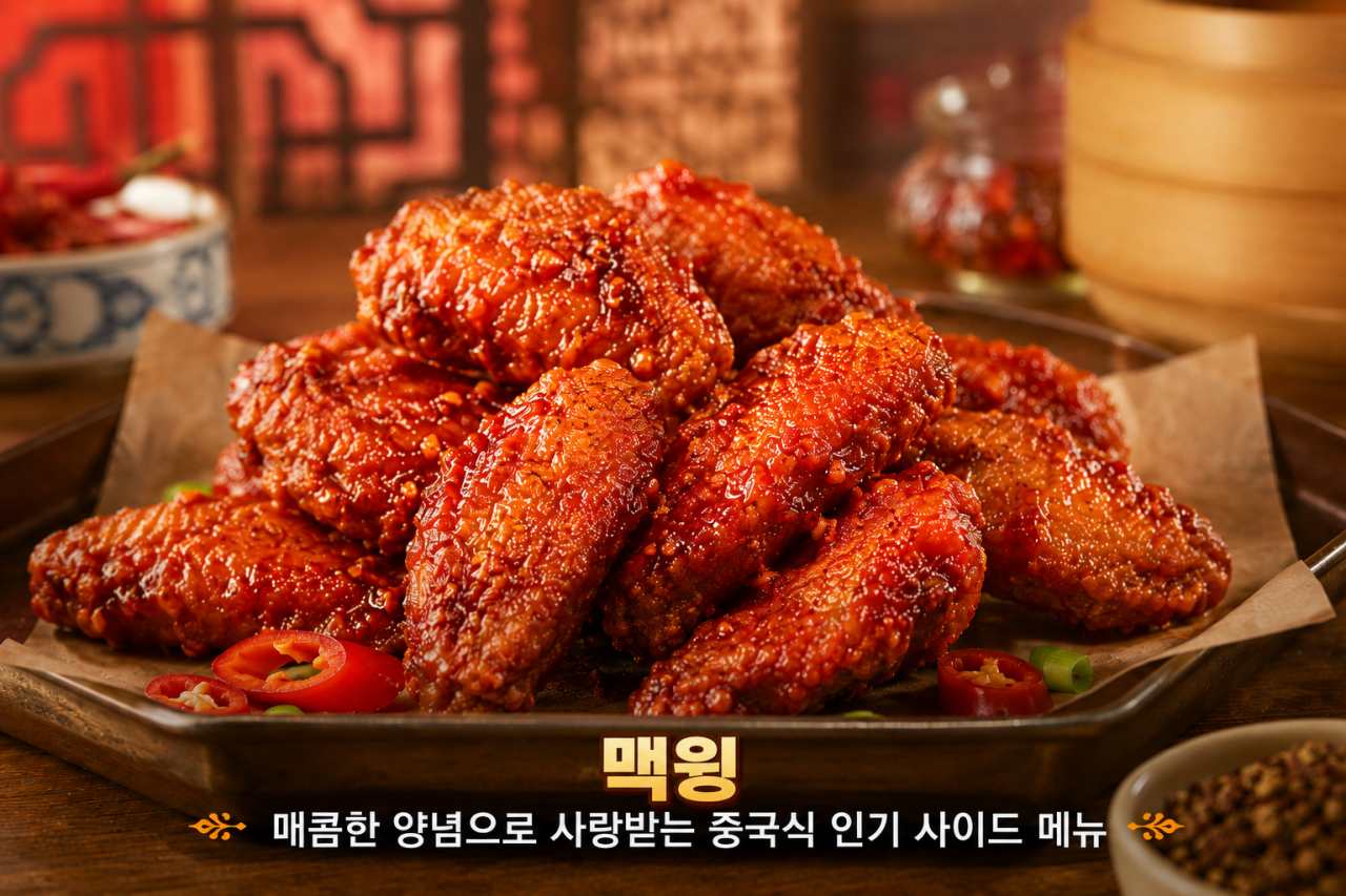 중국의 매콤한 닭날개와 흑백버거 / 이해를 돕기 위한 ai 이미지
