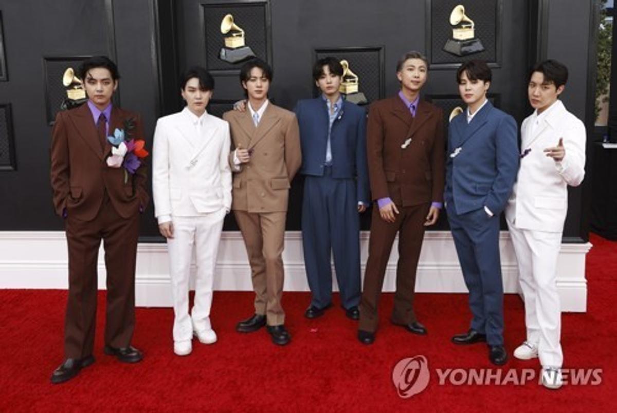 지난 2022년 '그래미 어워즈'에 참석한 그룹 방탄소년단(BTS) [EPA=연합뉴스]