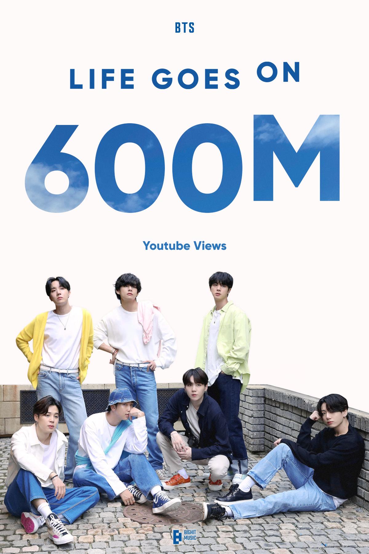 그룹 방탄소년단 '라이프 고즈 온' 뮤직비디오 6억뷰 돌파 이미지 [빅히트 뮤직 제공. 재판매 및 DB 금지]