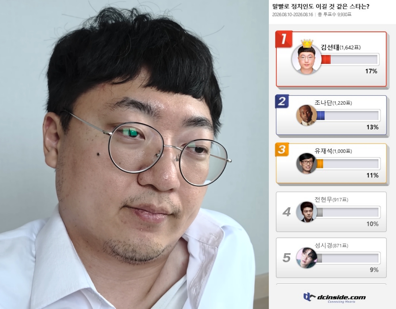 사진 : 김선태 유튜브채널 영상캡처, 디시인사이드 제공