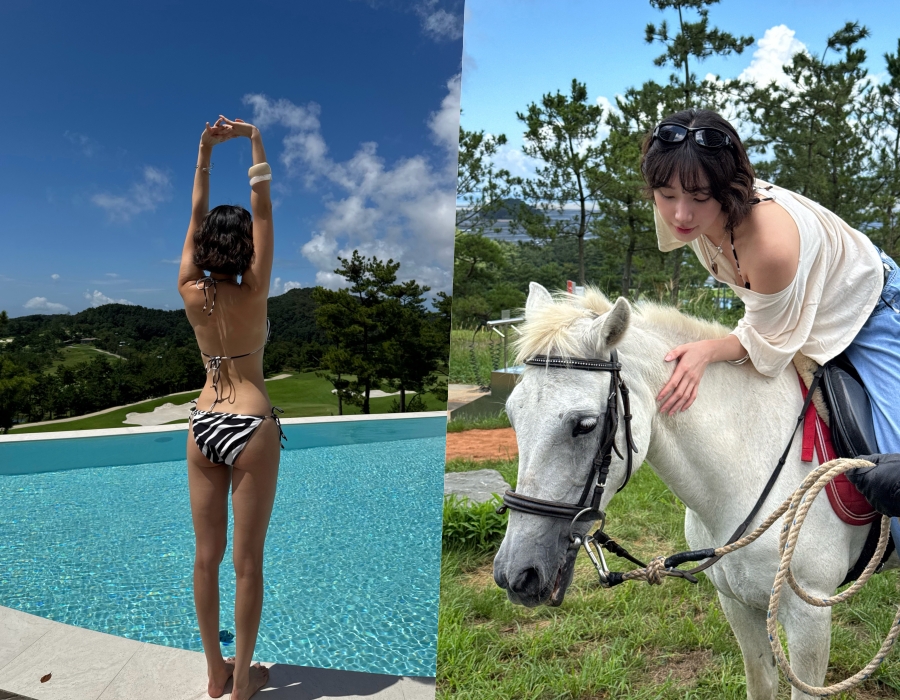 김민경, 얼룩말 비키니 입고 승마하더니 \