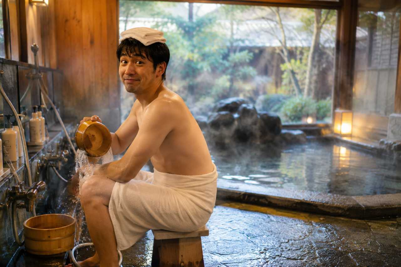 온천 들어가기 전엔 꼭 씻기 / 이해를 돕기 위한 이미지
