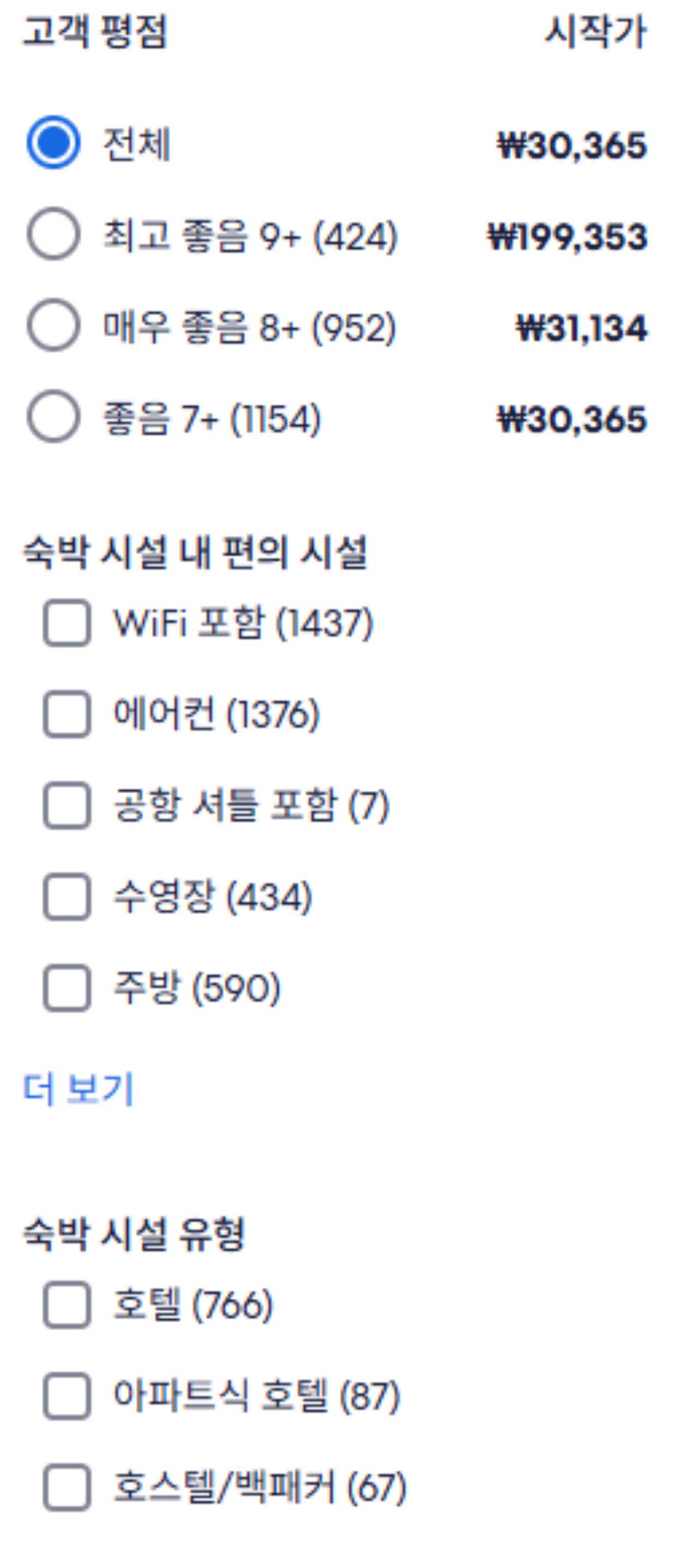 별점과는 별개 항목으로 살펴봐야합니다 / 익스피디아 캡처