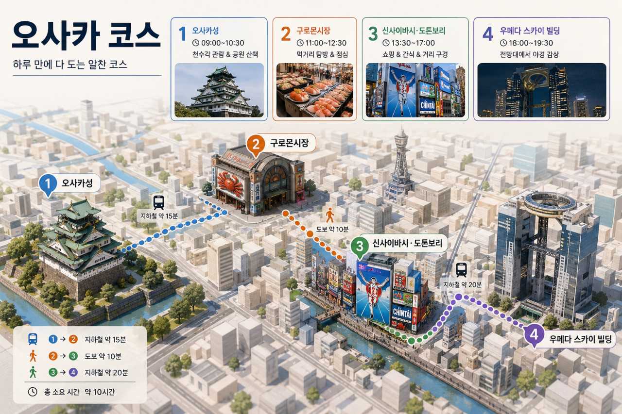 오사카 당일치기 코스 맵 / 인포매틱스뷰