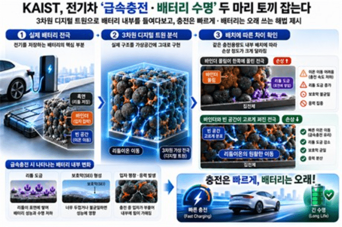 KAIST, 전기차 급속충전·배터리 수명연장 규명