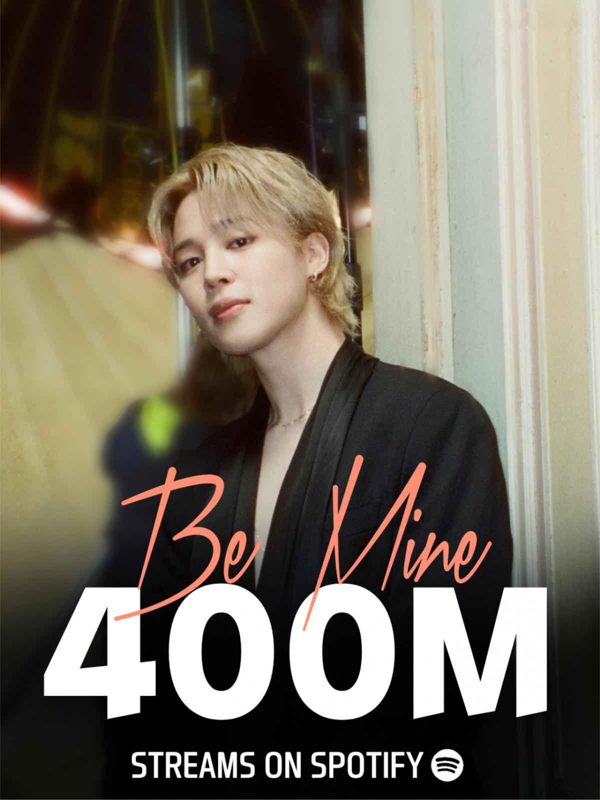 방탄소년단 지민, '비 마인' 스포티파이 4억 스트리밍 이미지