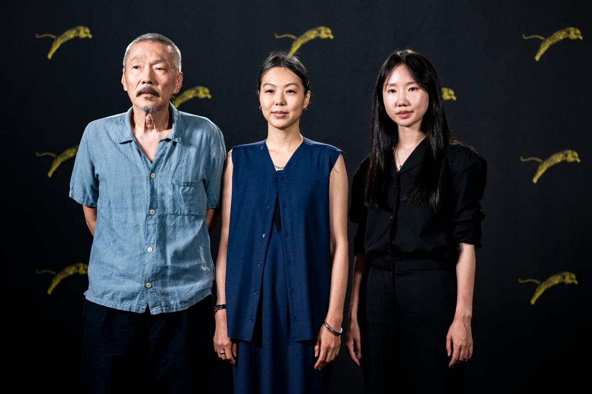 스위스 로카르노에서 열린 제79회 로카르노 영화제
영화감독 홍상수, 배우 김민희, 박미서 [EPA]