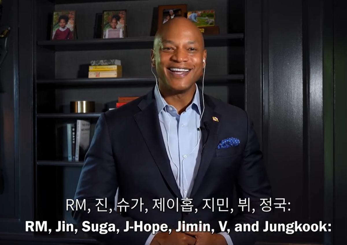 방탄소년단(BTS) 환영 영상을 게재한 웨스 무어 미국 메릴랜드 주지사\n[웨스 무어 주지사 사회관계망서비스(SNS) 캡처.]