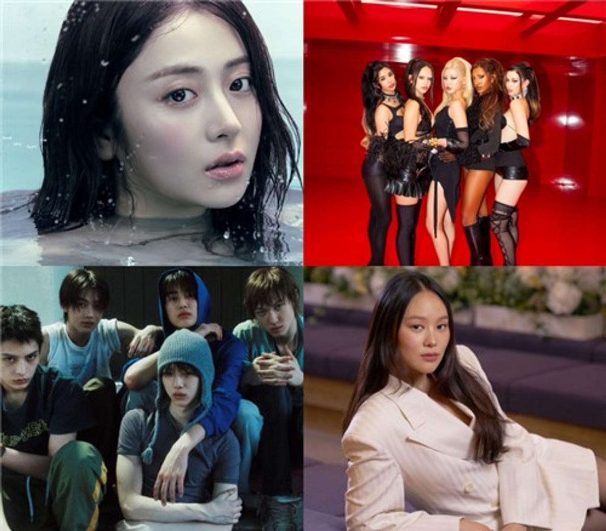 그룹 르세라핌 허윤진(시계 방향으로), 그룹 캣츠아이, 배우 하예린, 그룹 코르티스 [하이브·넷플릭스 제공. 재판매 및 DB 금지]