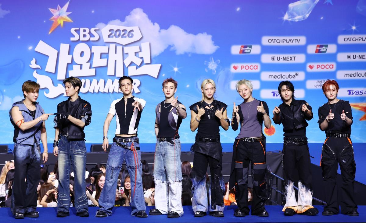 그룹 스트레이키즈 '2026 SBS 가요대전 서머(Summer)' 블루카펫 행사에서