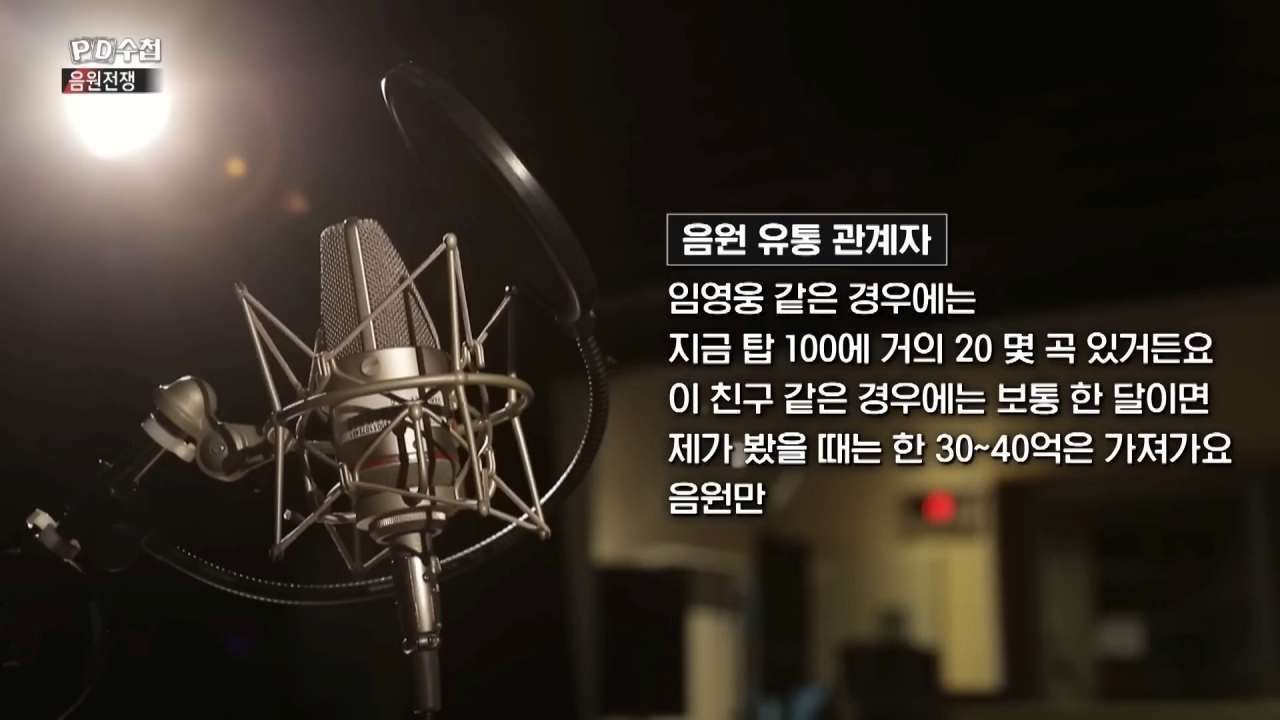 한 음원 유통 관계자가 임영웅의 음원 수익을 추정하고 있다. / 유튜브 'MBC PD수첩'