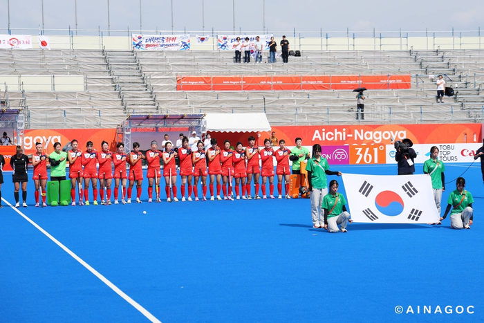 2026 아시안게임 4강에 진출한 한국 여자하키대표팀.ⓒ2026 아이치·나고야 아시안게임 조직위원회