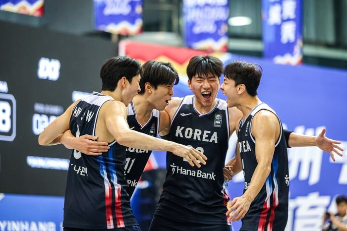 금메달을 차지한 남자 3대3 농구 대표팀. ⓒ 대한민국농구협회