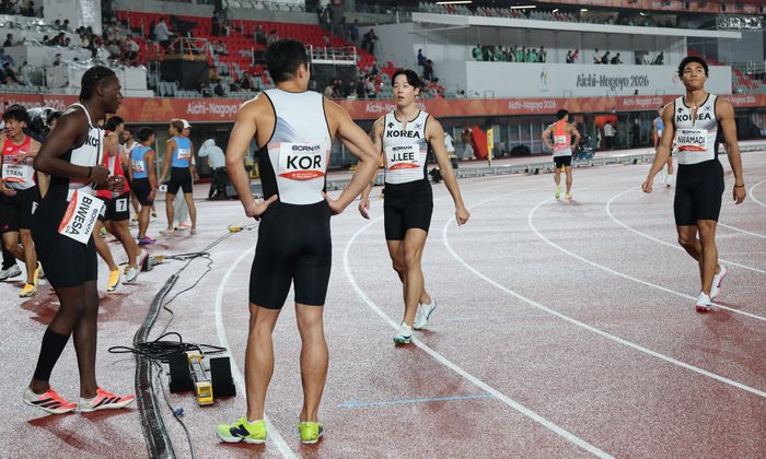 육상 남자 400m 계주 대표팀. ⓒ 연합뉴스