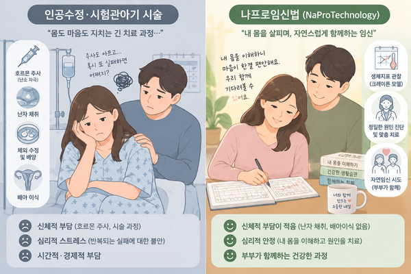 난자 채취와 배아이식 없이 여성의 몸 상태를 회복시켜 자연임신을 돕는 ‘나프로임신법(NaProTechnology)’이 난임 부부들의 새로운 선택지로 떠오르고 있다. / 챗GPT
