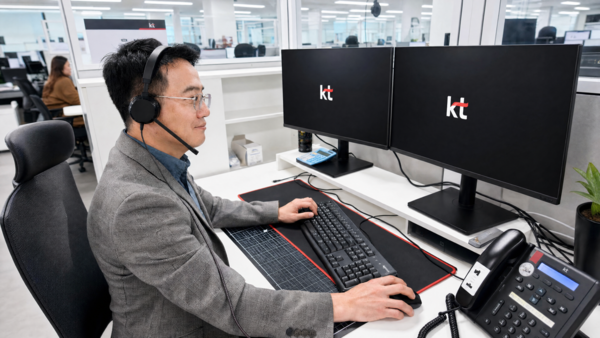 KT 고객센터 상담사가 상담을 하고 있는 모습 /KT