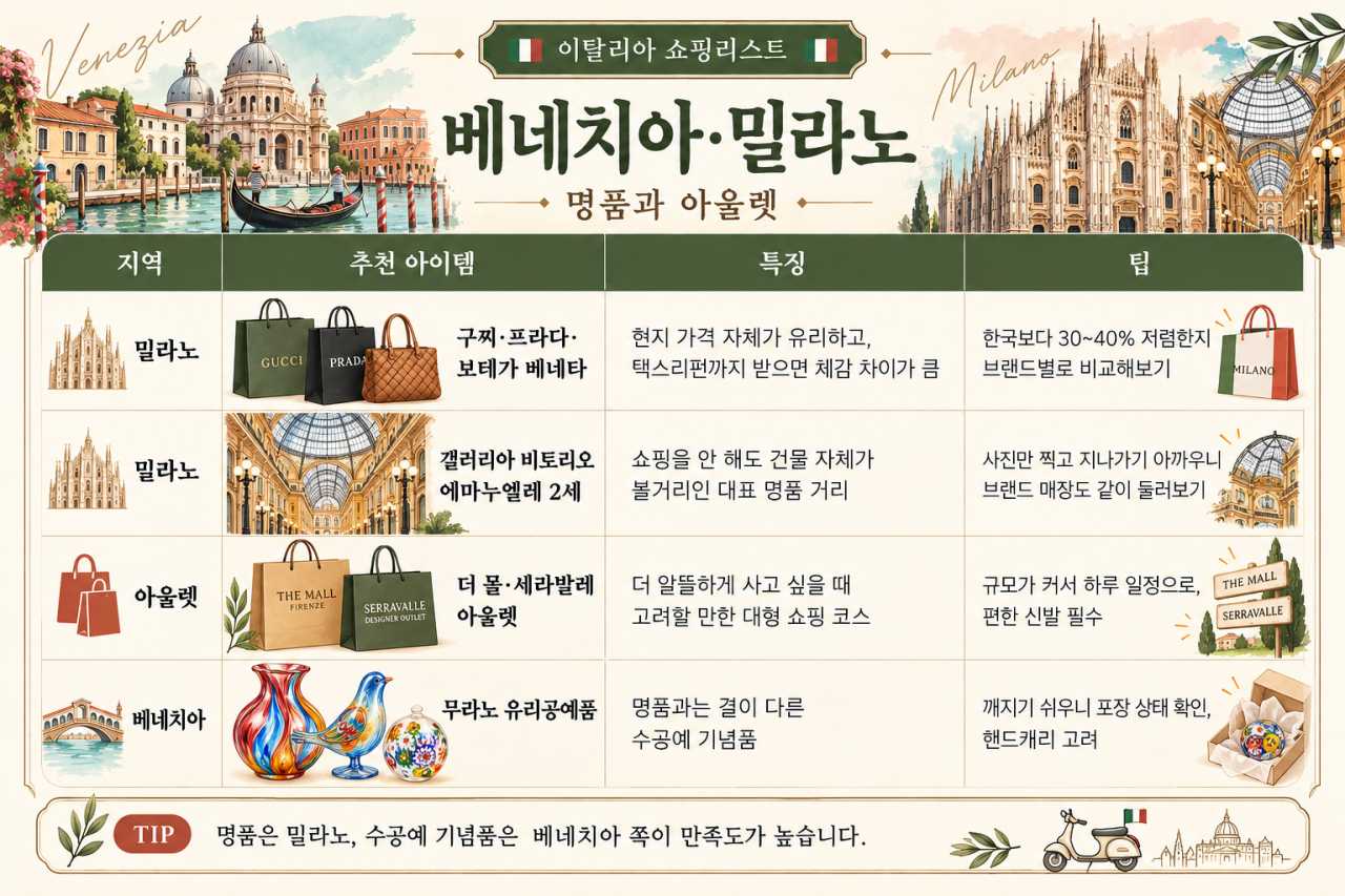 밀라노 쇼핑리스트