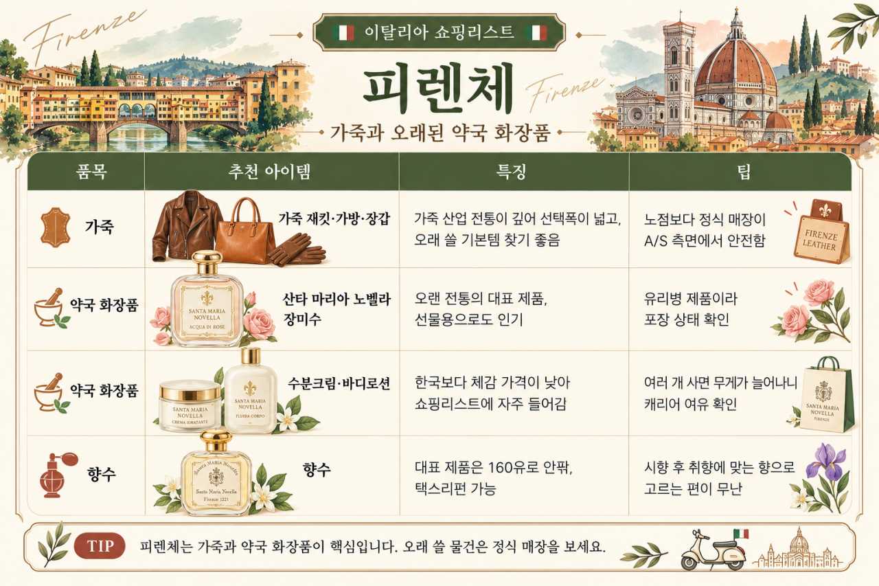 피렌체 쇼핑리스트