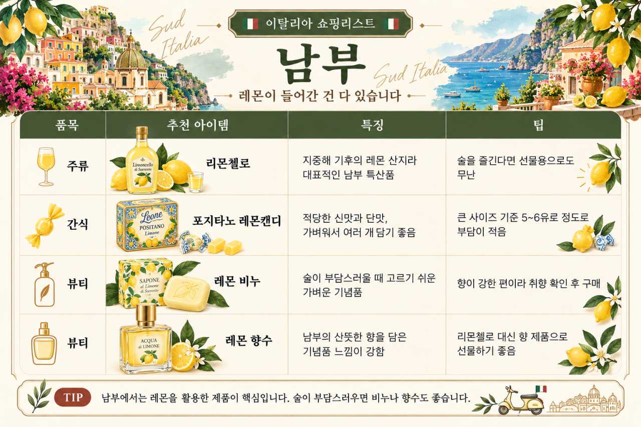 이탈리아 남부 쇼핑리스트