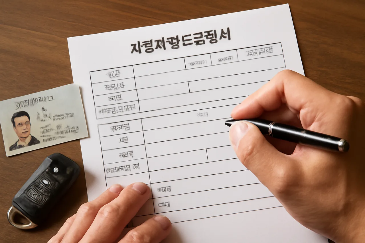 자동차 양도증명서 서명 / AI 생성 이미지