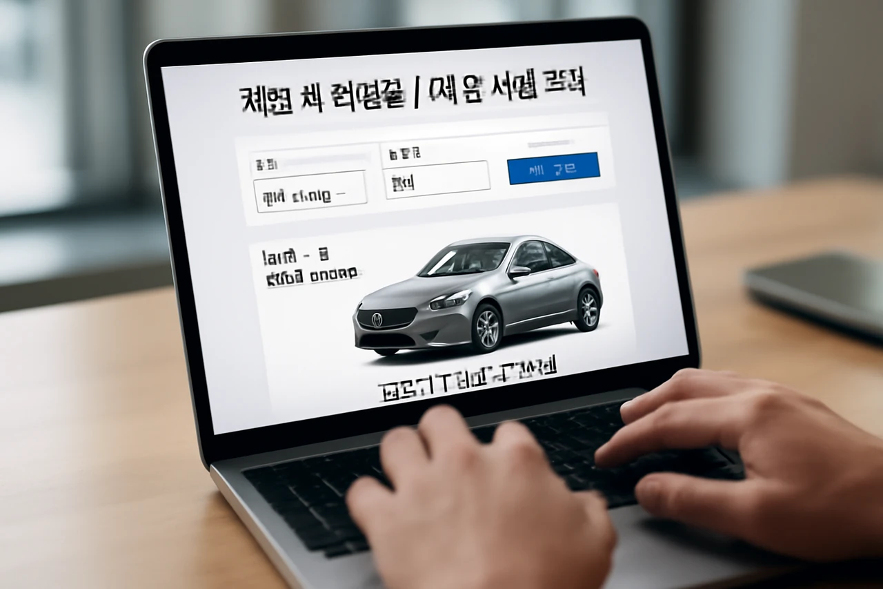 차량가액 조회 화면 확인 / AI 생성 이미지