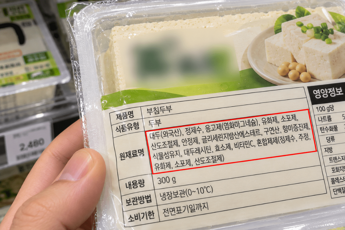 화학제품이 많이 들어있는 두부 사진 / 기사 이해를 돕기 위한 Ai 이미지