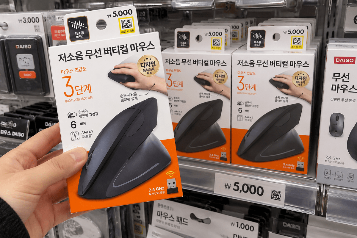 다이소 무선 버티컬 마우스 / 기사 이해를 돕기 위한 AI 이미지
