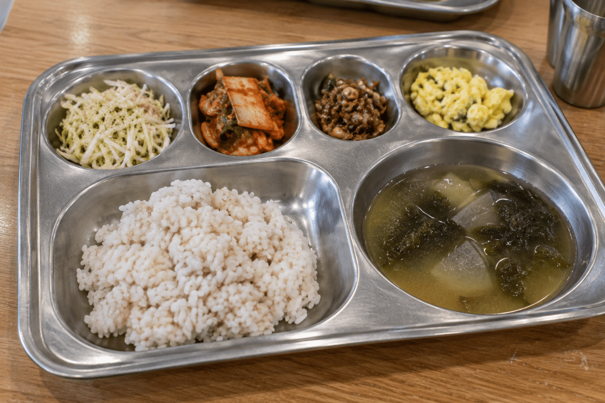 식판에 담겨있는 음식 / 기사 이해를 돕기 위한 Ai 이미지