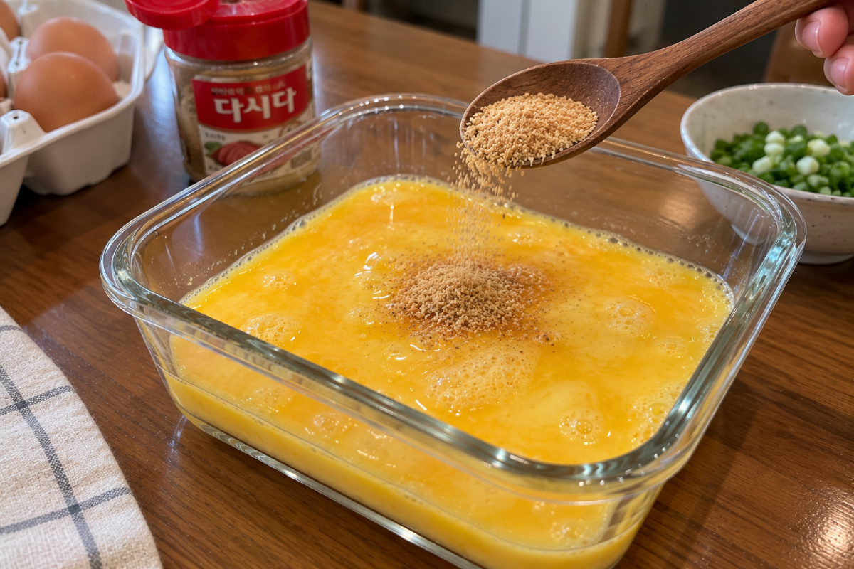 계란물에 다시다를 넣고 있다 / 기사 이해를 돕기 위한 Ai이미지