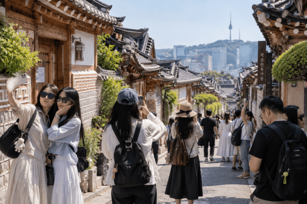 한옥 마을 관광중인 중국인 관광객 / 기사 이해를 돕기 위한 AI이미지