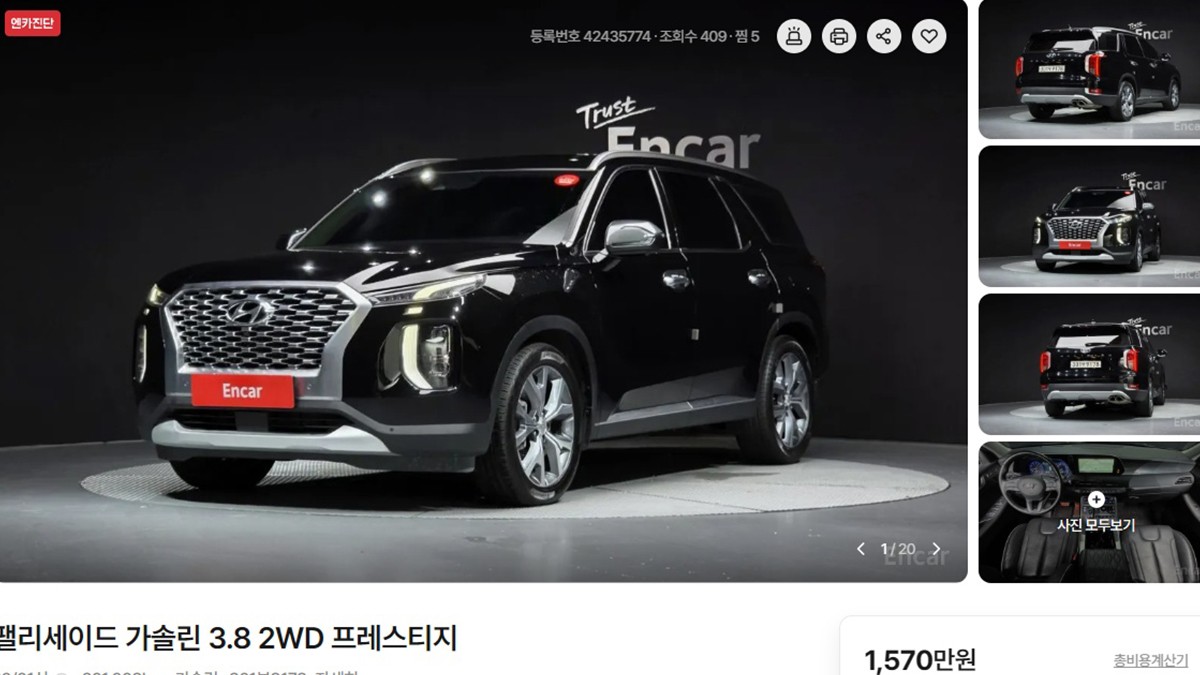 현대 팰리세이드 20년식 중고 매물