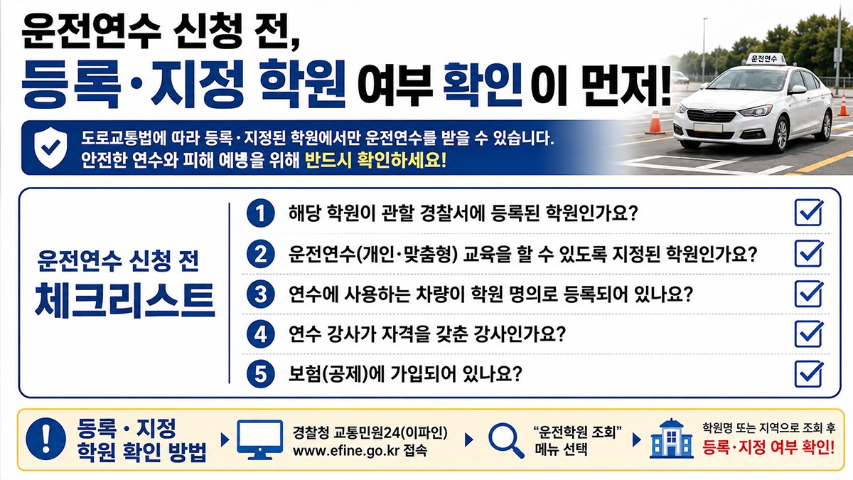 운전연수 신청 전 체크리스트 / 사진=오토센티널 AI