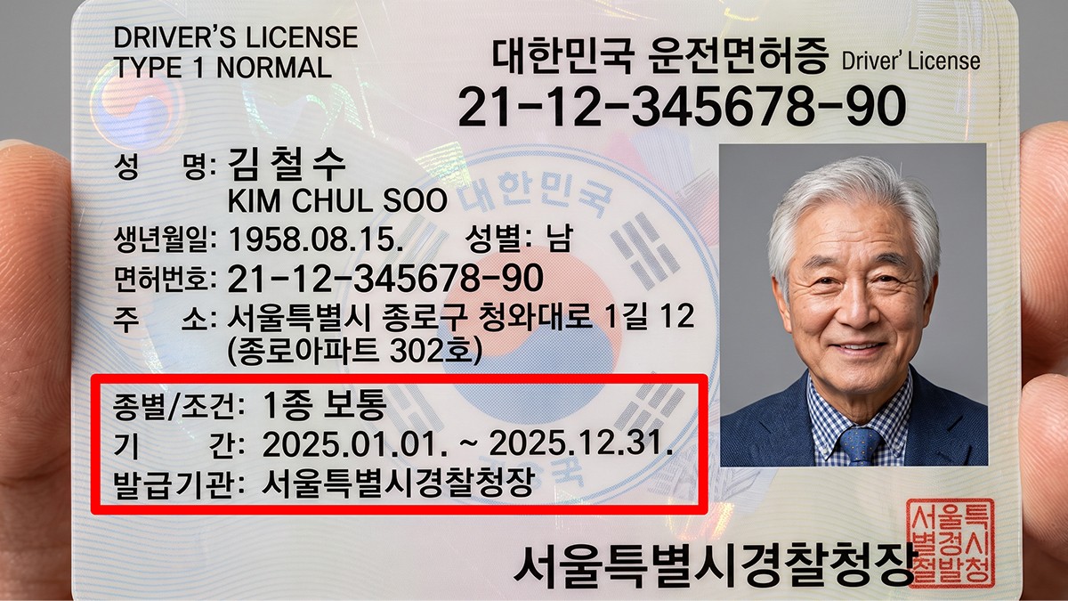 대한민국 운전면허증 / 사진=오토센티널 AI