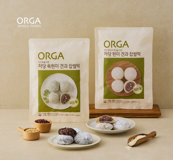 올가홀푸드 프리미엄 건강 간식 ‘저당 현미 견과 찹쌀떡’ 2종 [사진=풀무원]