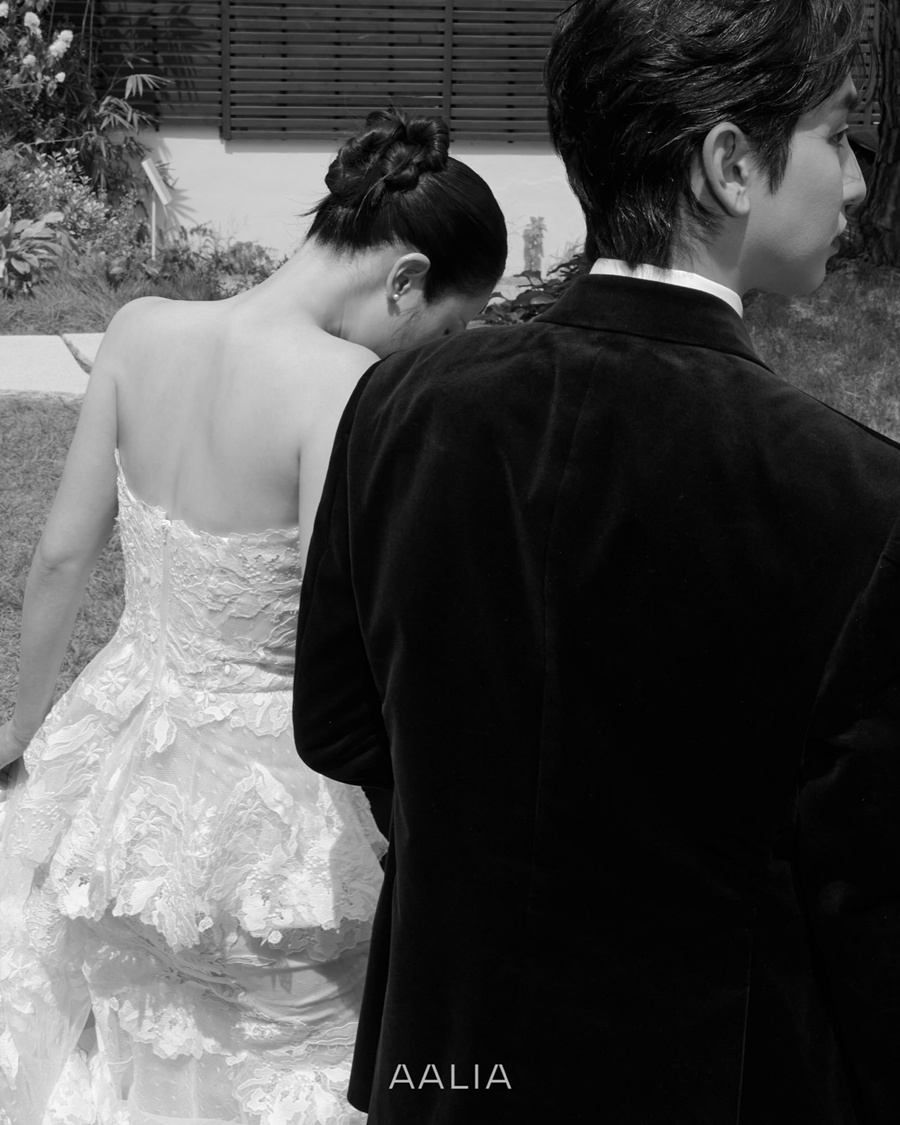 송지호♥김소리, 배우 커플 다운 웨딩화보…박하나도 \