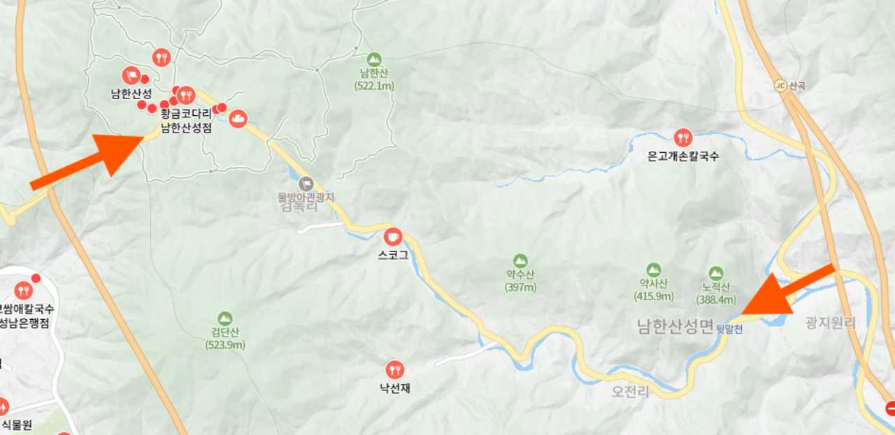 성남과 광주에서 진입하는 방향 / 사진=네이버지도 캡처