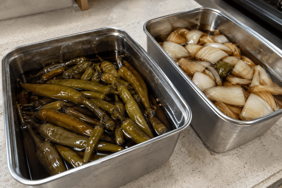 마늘장아찌와 양파장아찌가 담겨있다 / 기사 이해를 돕기 위한 Ai 이미지