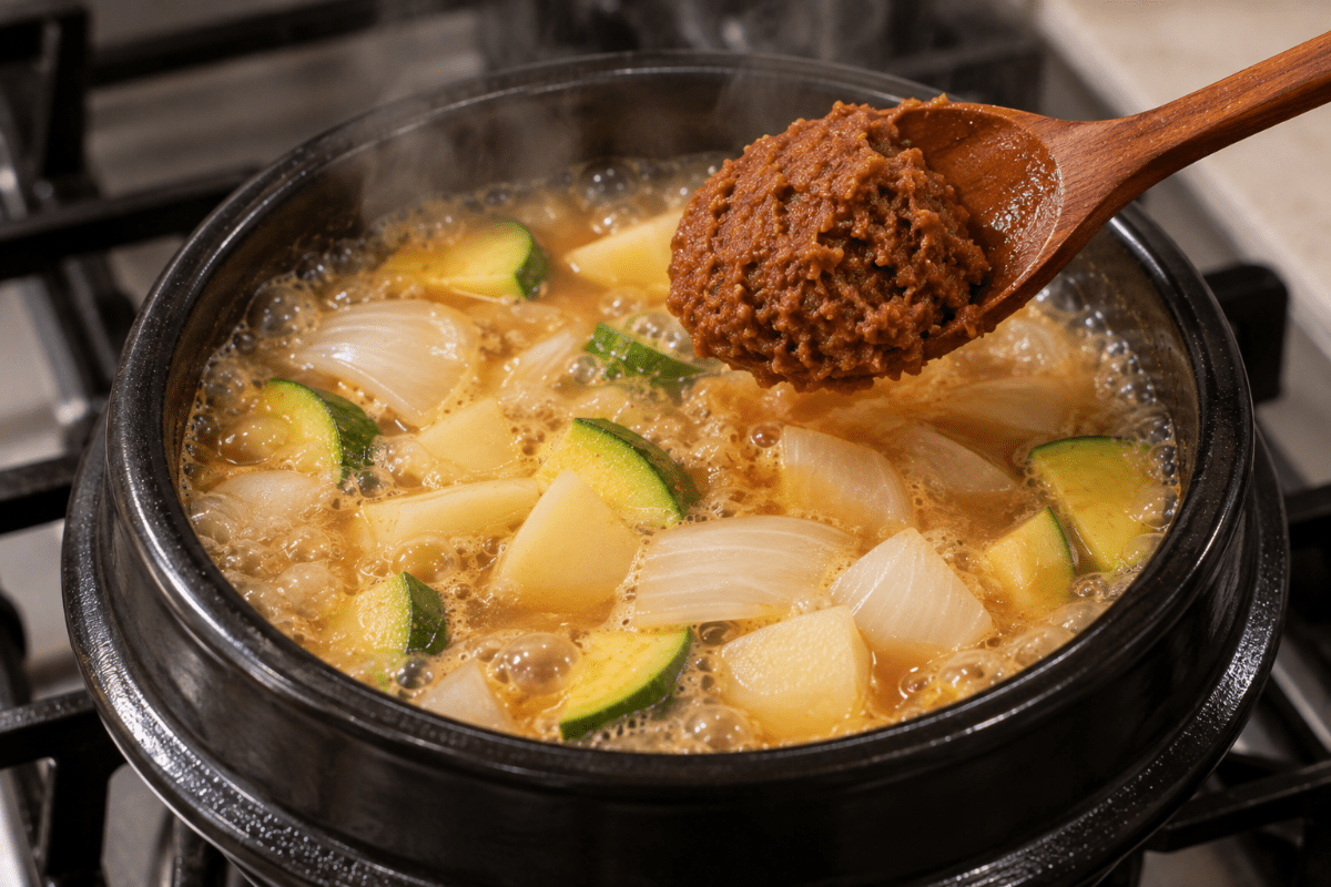 된장찌개에 된장 한스푼을 넣고 있다 / 기사 이해를 돕기 위한 Ai 이미지