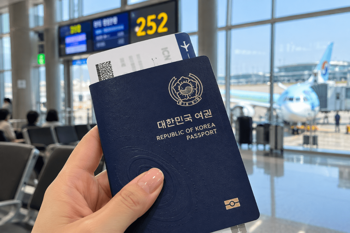 인천공항에서 여권을 들고 있다 / 기사 이해를 돕기 위한 Ai 이미지
