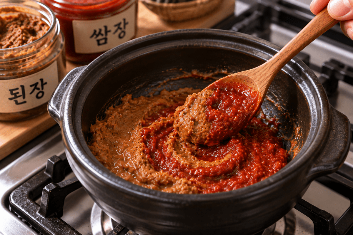 된장과 쌈장을 섞고있다 / 기사 이해를 돕기 위한 Ai 이미지