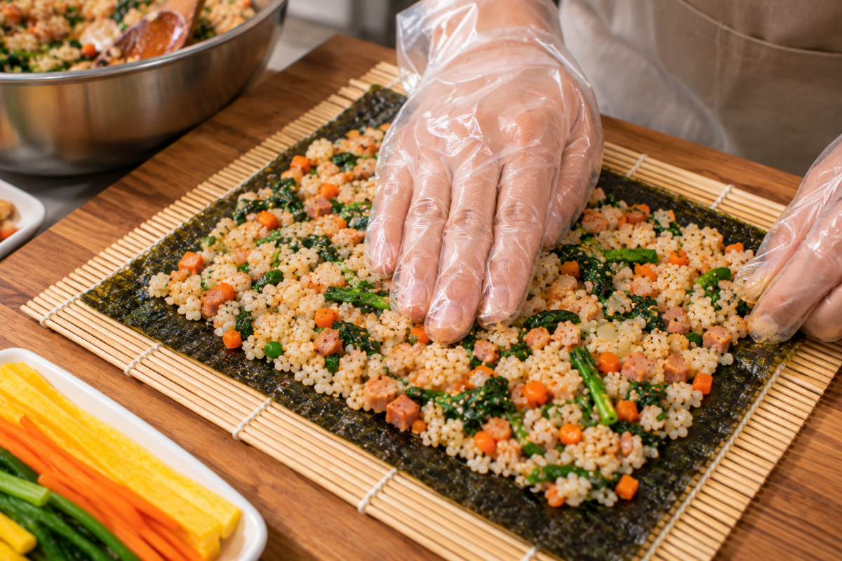 김밥용 김에 밥을 펴주고 있다 / 기사 이해를 돕기위한 Ai 이미지