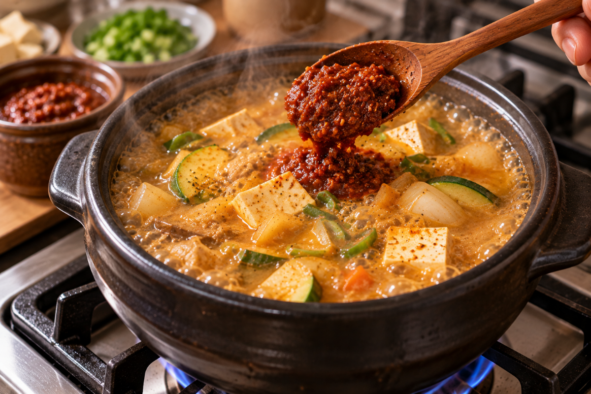 된장찌개에 쌈장을 넣고 있다 / 기사 이해를 돕기 위한 Ai 이미지