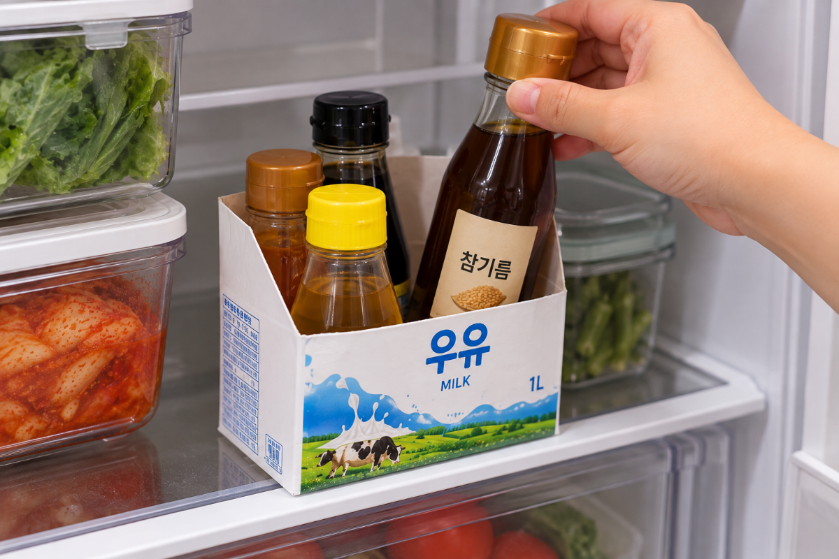 우유팩에 보관한 참기름 / 기사 이해를 돕기 위한 Ai 이미지