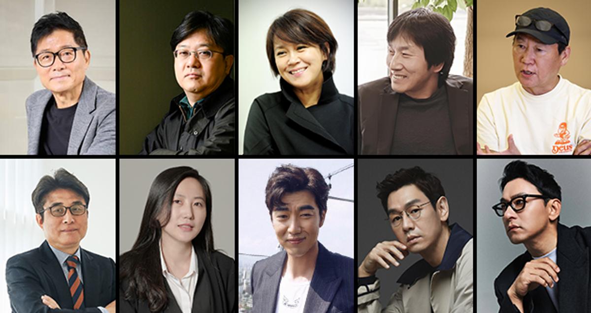  [좌로부터 시계방향 순] 강제규 영화감독･장윤현 영화감독･심재명 명필름 대표, 이은 한국영화제작가협회 회장&명필름 대표, 원동연 리얼라이즈픽쳐스 대표･주진모 배우･김태우 배우･이종혁 배우, 이화정 영화저널리스트･김홍준 한예종 명예교수