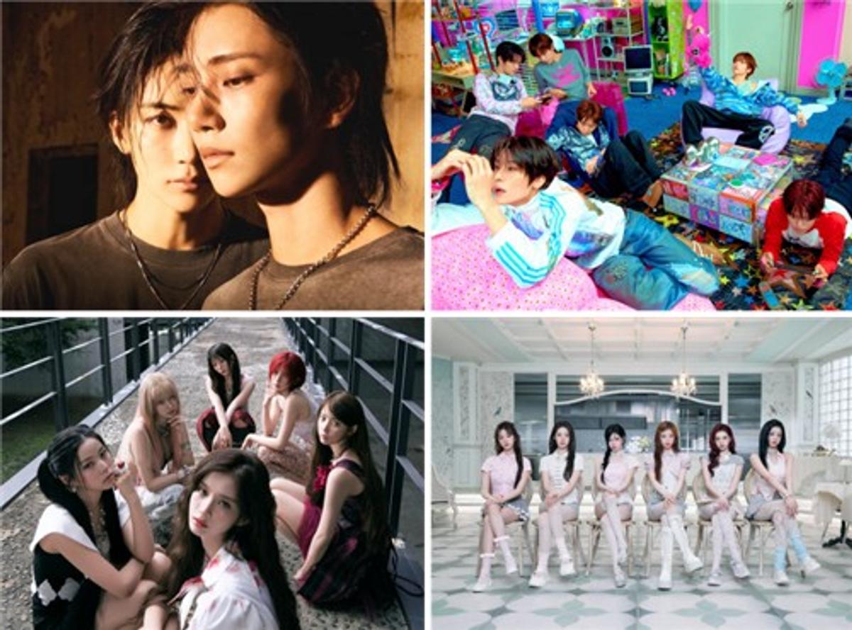 그룹 세븐틴 정한·조슈아(시계 방향으로), NCT 위시, 베이비몬스터, 엔믹스 [플레디스, SM, YG, JYP 엔터테인먼트 제공. 재판매 및 DB 금지]