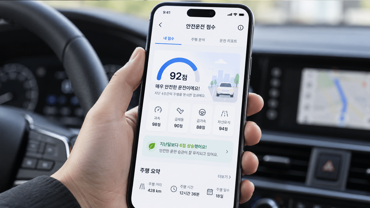 내비게이션 앱 안전운전 점수 화면 / 기사 이해를 돕기 위한 AI 생성 이미지