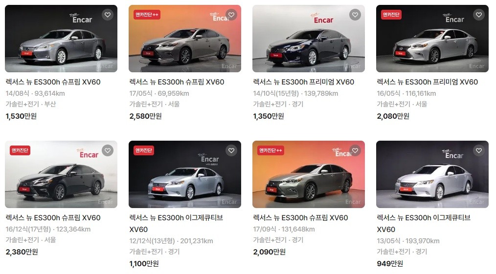 렉서스 뉴 ES300h 중고 시세