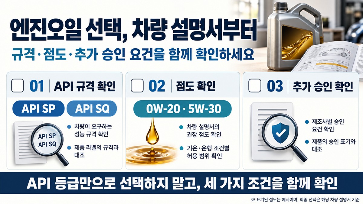 차량에 맞는 엔진오일 선택 조건 
